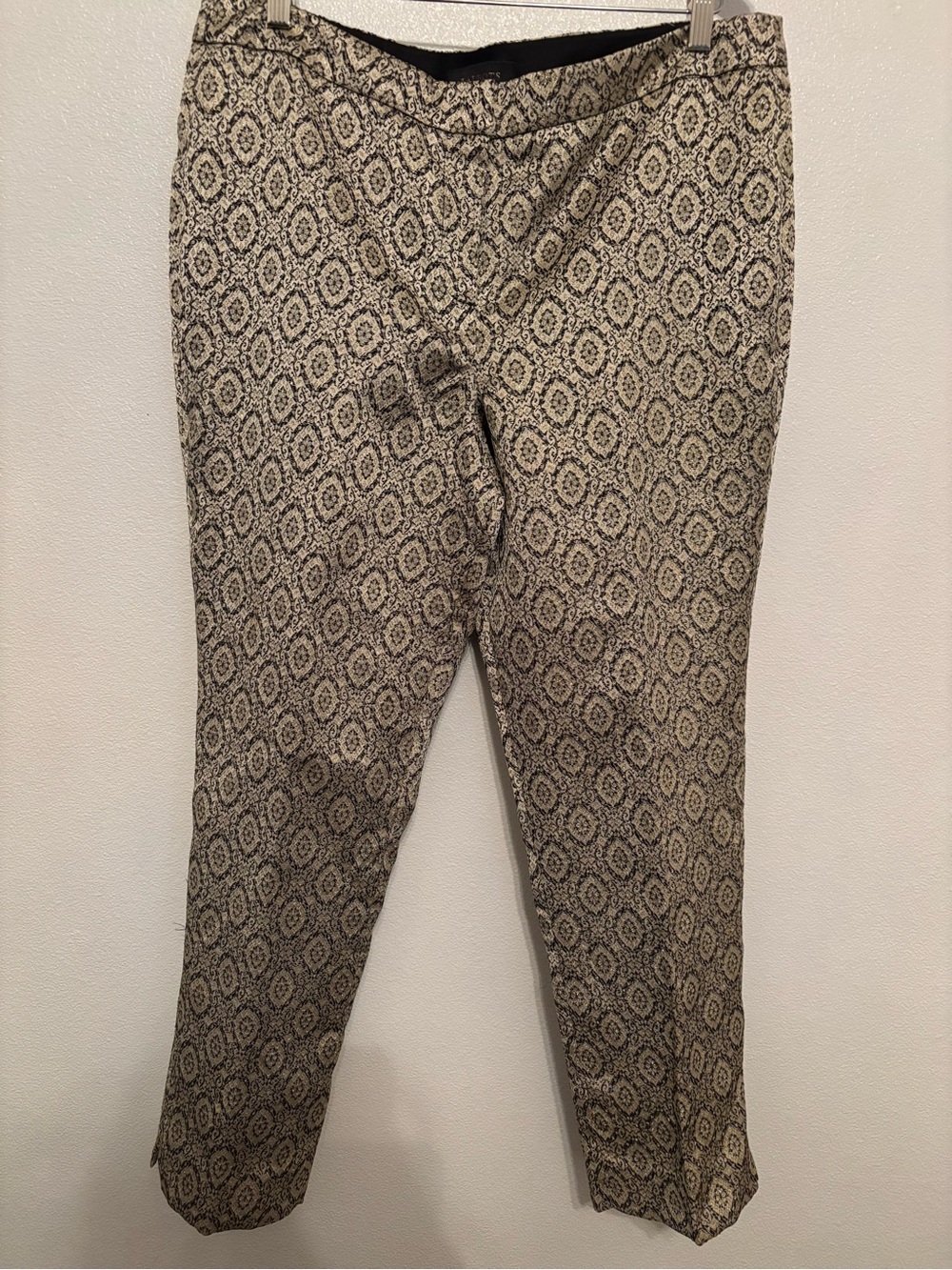 Talbots black/gold Jacquard pants 14